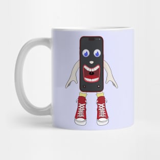 Smartphone with huge mouth wearing sneakers Mug
